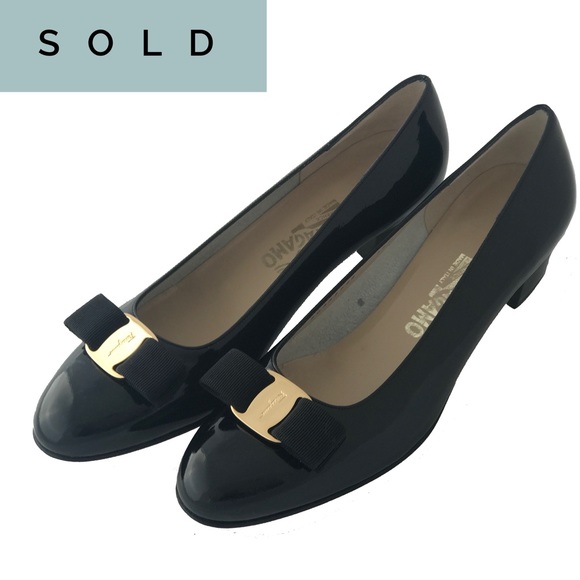 SOLD FERRAGAMO Black Pumps - Picture 1 of 8