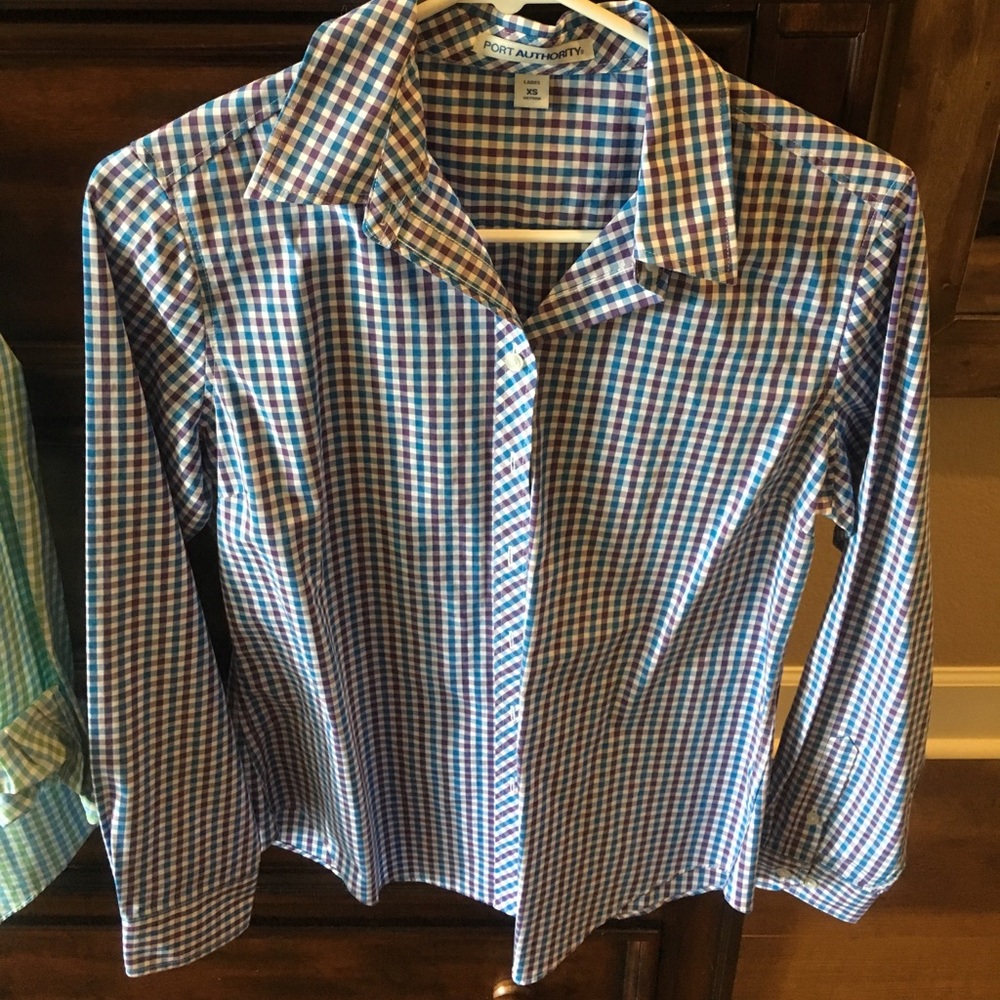 Plaid button-down top, extra small, new!