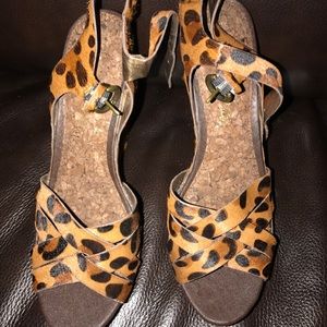Sam Edelman size 8 1/2 leather wedges leopard