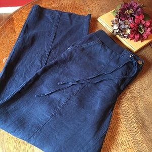 JM Collection Navy Linen Pant