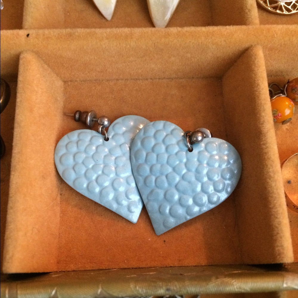 Vintage Powder Blue Heart Earrings