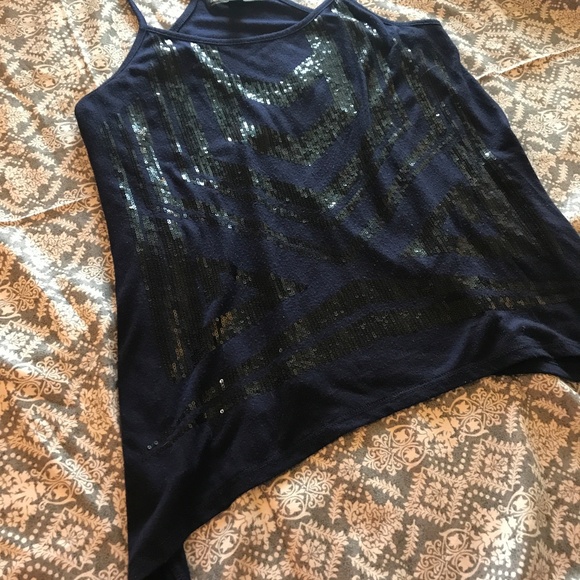 Dark Blue Sequin Front Tank Top - Picture 2 of 4