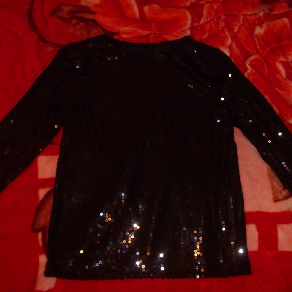 Moda Int'l Black Sequin Top Size L