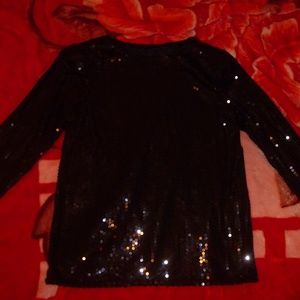 Moda Int'l Black Sequin Top Size L