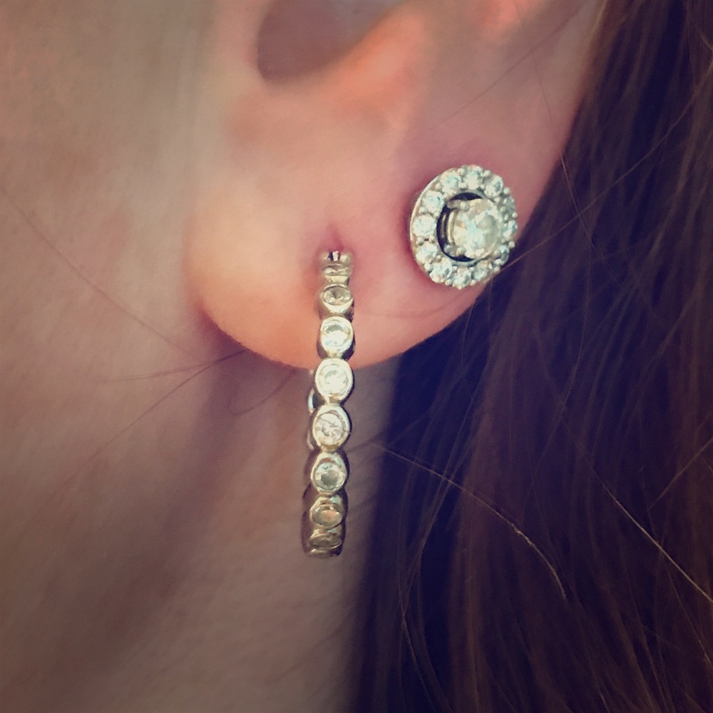 Sterling Silver crystal hoop earrings