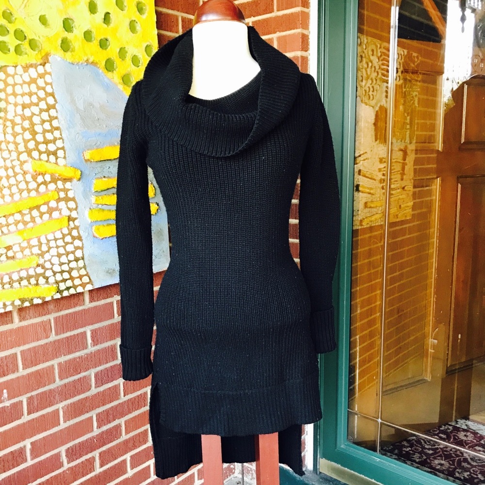 EMJ Hi-lo Black Sweater Dress