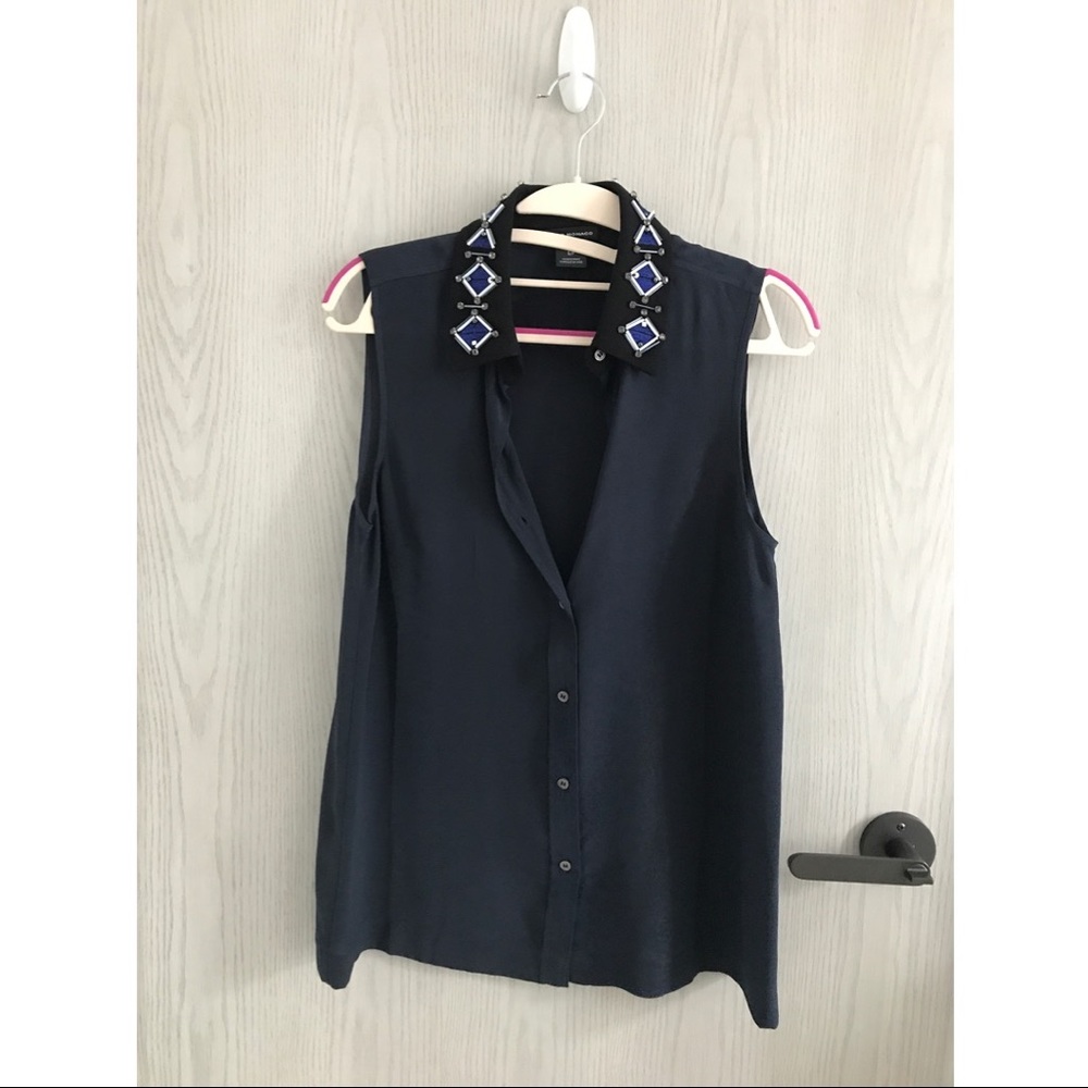 'Carla' Embellished Collar Top by Club Monaco