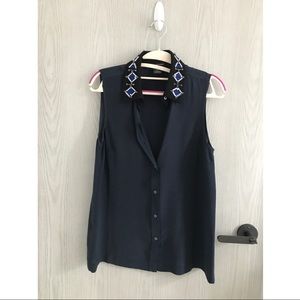 'Carla' Embellished Collar Top by Club Monaco