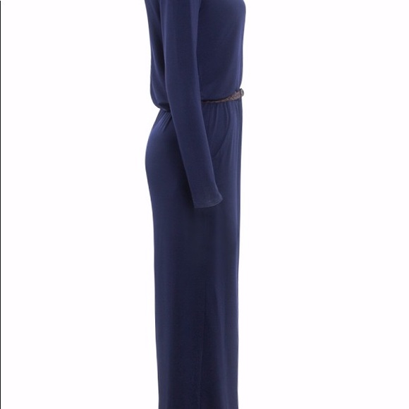 Navy blue knitted maxi with belt DRC107 - Picture 4 of 7