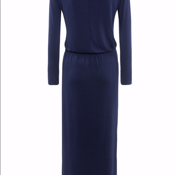 Navy blue knitted maxi with belt DRC107 - Picture 5 of 7