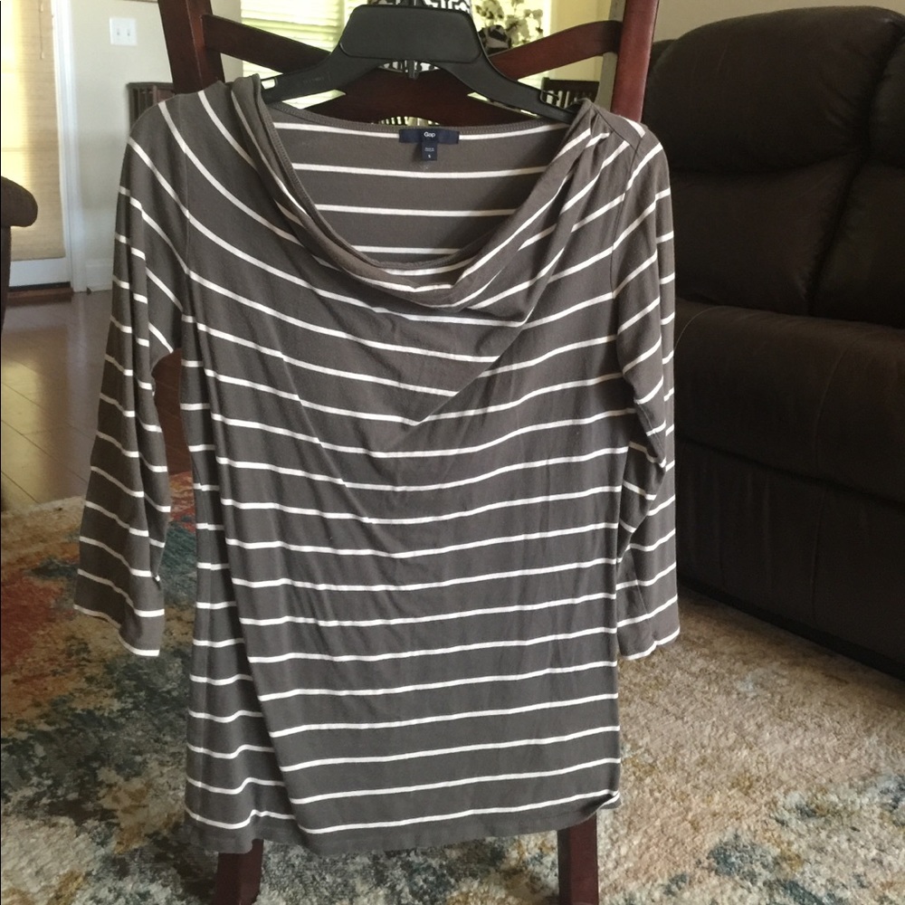 Gray and White Striped Top