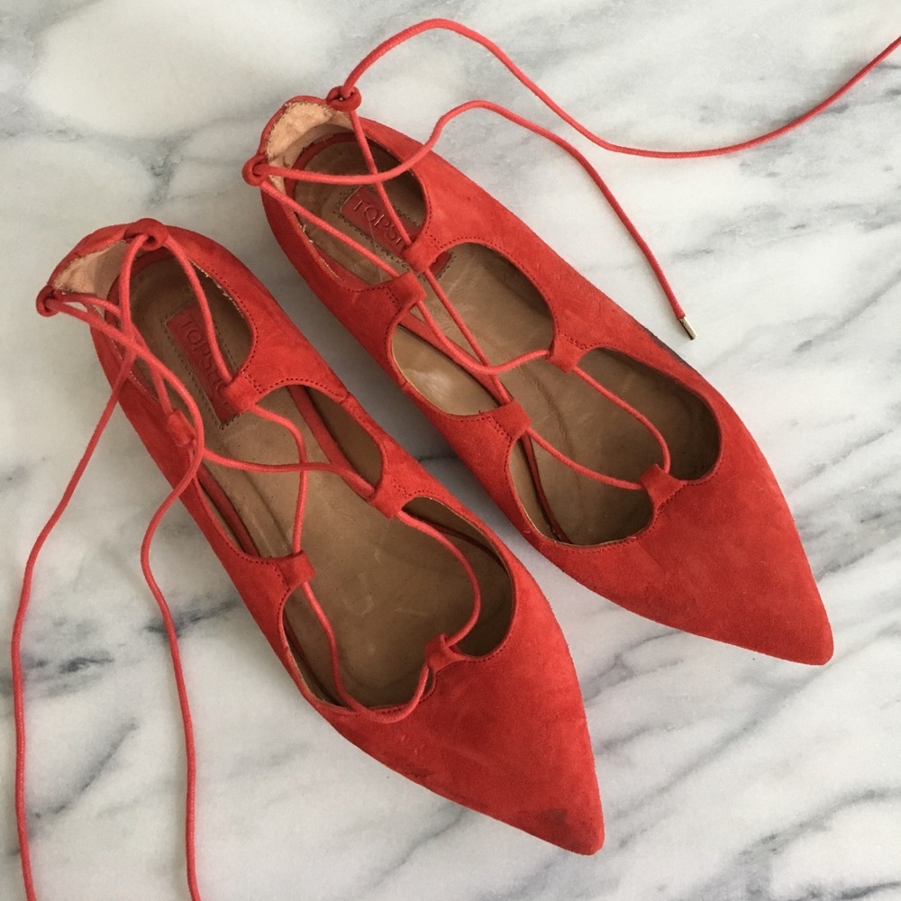 Topshop Lace up Flats Size 8