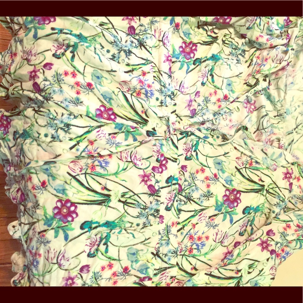 Flower pattern button up romper