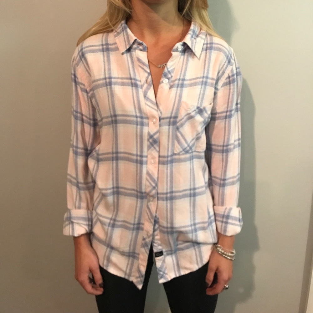 Rails pink flannel semi fitted