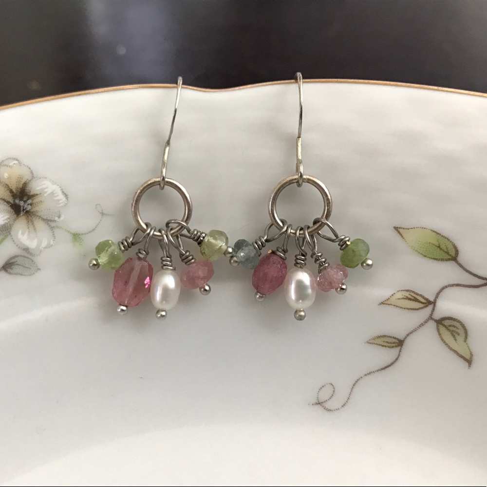 🎉HP🎉Semi Precious handmade Tourmaline & FWP ears