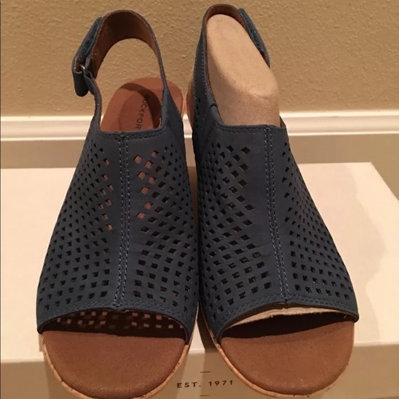 NEW ROCKPORT BRIAH PERF SLING Sz5.5 M TEAL SARCELL - Picture 1 of 8