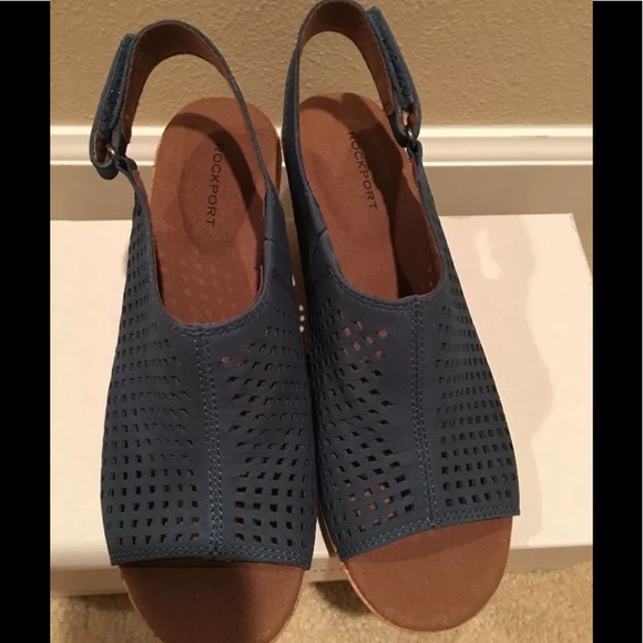 NEW ROCKPORT BRIAH PERF SLING Sz5.5 M TEAL SARCELL - Picture 2 of 8
