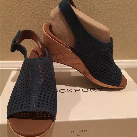 NEW ROCKPORT BRIAH PERF SLING Sz5.5 M TEAL SARCELL - Picture 4 of 8