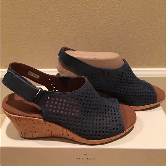 NEW ROCKPORT BRIAH PERF SLING Sz5.5 M TEAL SARCELL - Picture 3 of 8