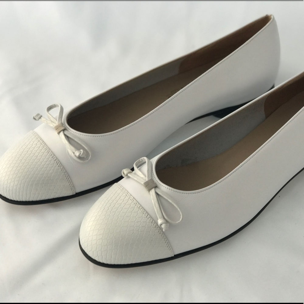 SOLD! Ferragamo White Ballet Flats