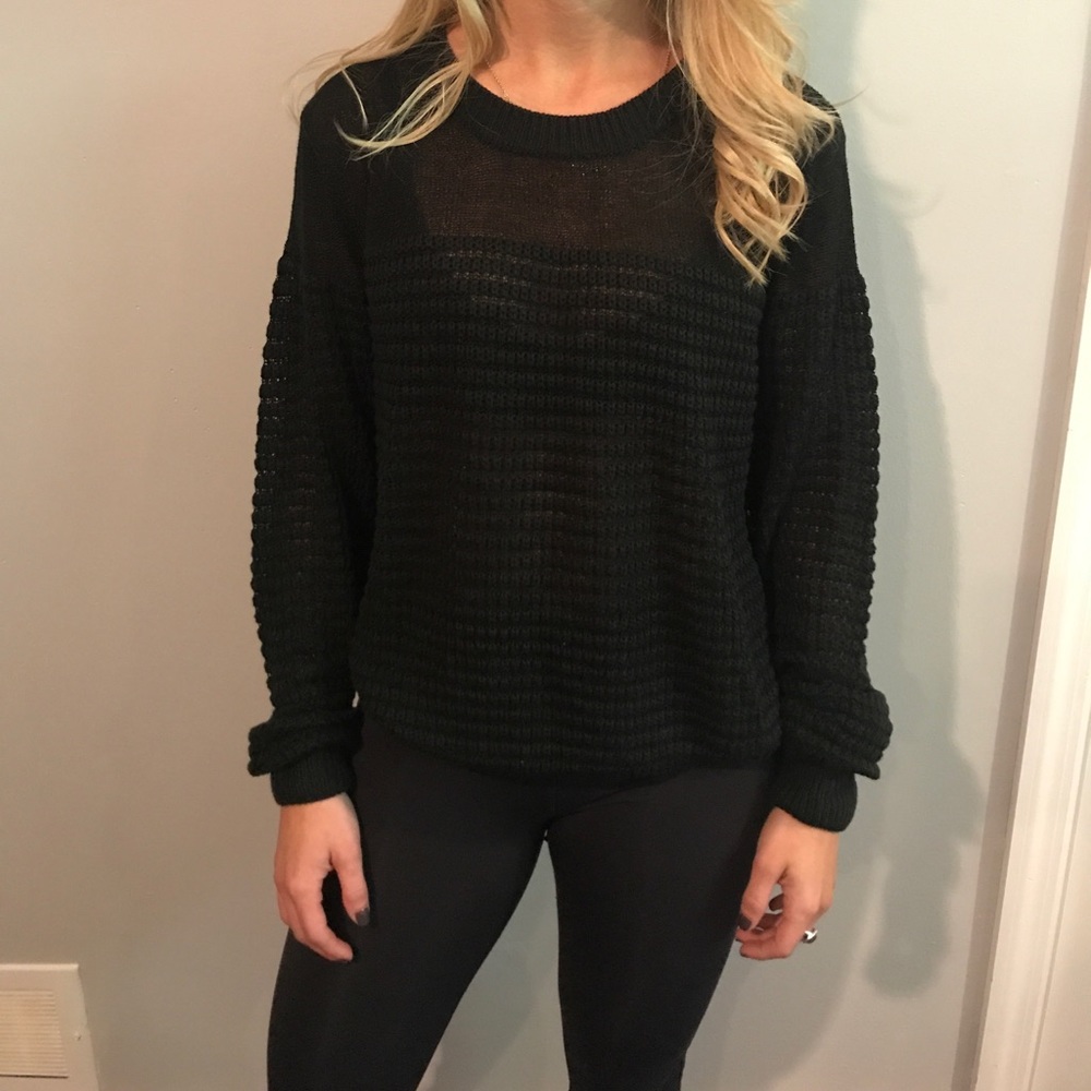 Black sweater with horizontal lines