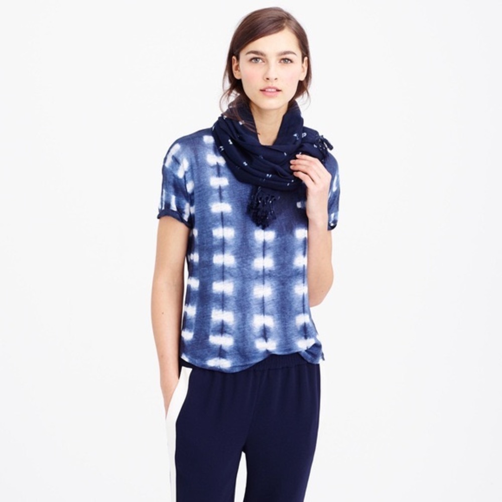 NWT J.Crew Tie-dye Indigo Scarf