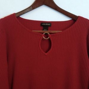 Lane Bryant Red Ribbed Knit Key Hole Neck Sweater Lane Bryant Red Ribbed Knit Key Hole Neck Sweater