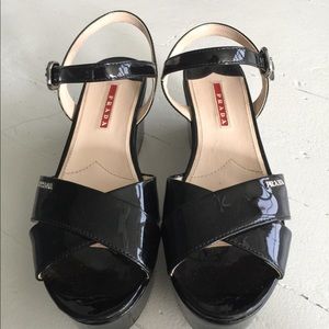 Prada patent leather platform sandals