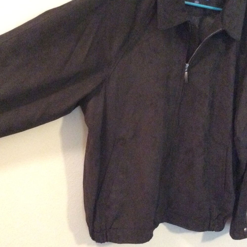 Faux Suede leather Black Bomber Jacket Coat - Picture 2 of 8