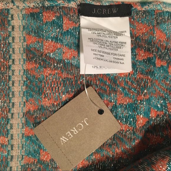 NWT J.Crew Embroidered Tassel Scarf - Picture 3 of 3