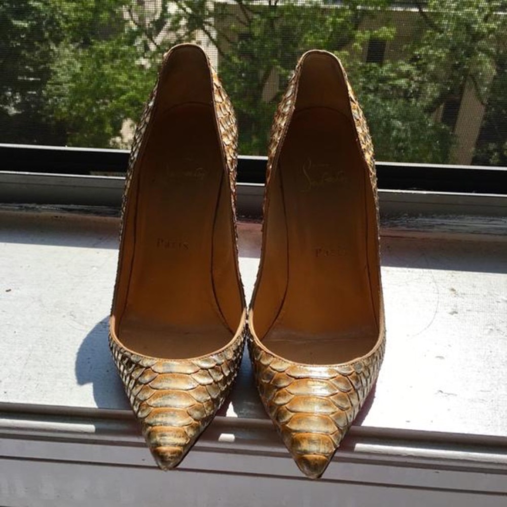 SOLD Metallic Gold Python Pigalle Follies 100mm - Picture 2 of 6