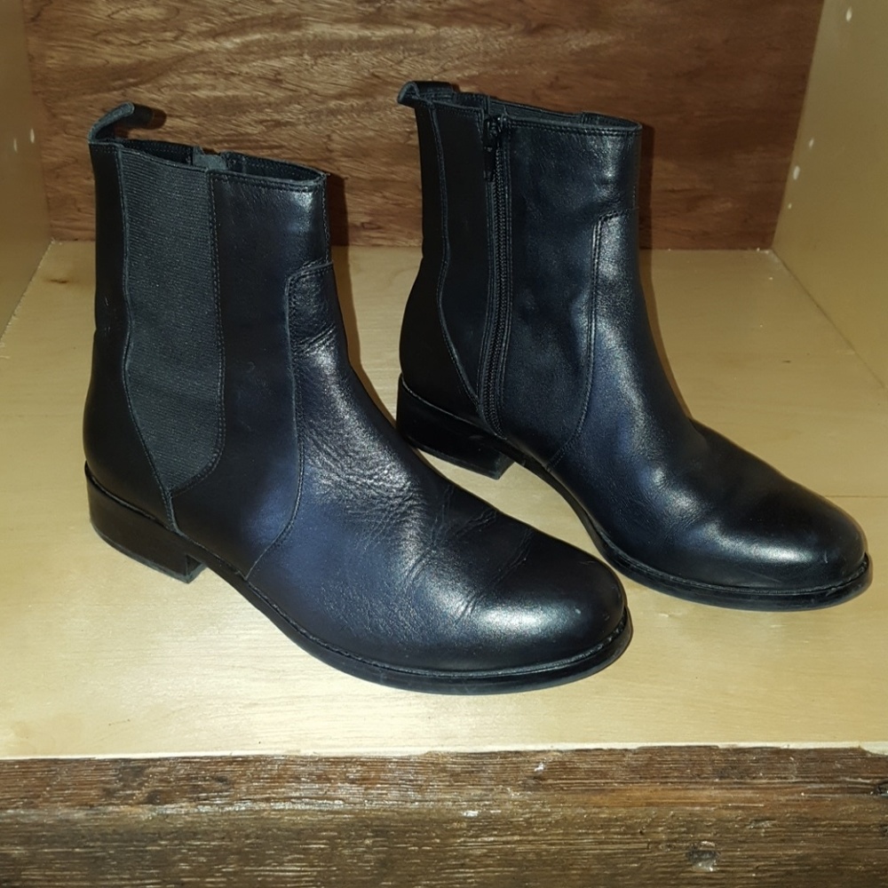 Black Leather Ankle Boots