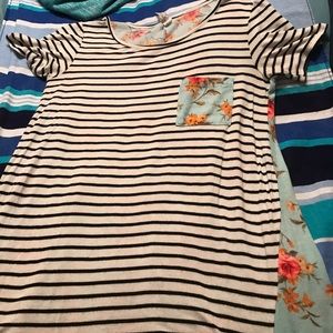 Stripe and floral print shirt