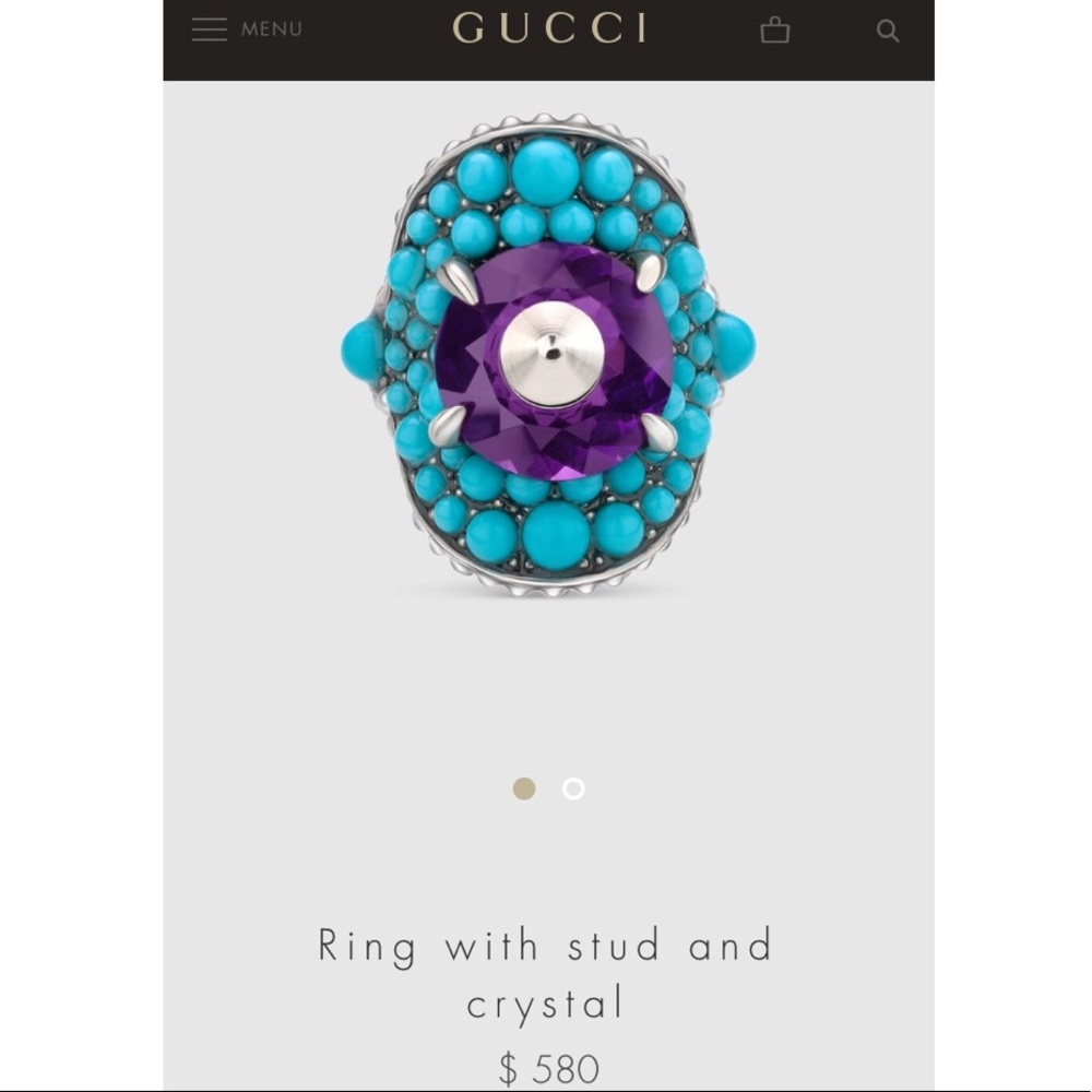GUCCI ring w/ stud and Swarovski crystal NIB
