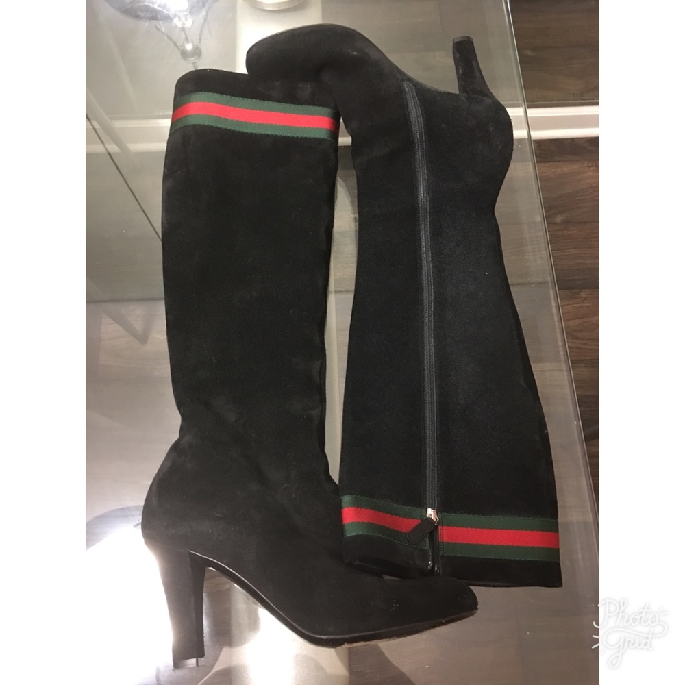 Black Suede Gucci Web Boots