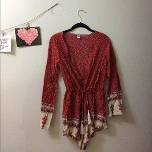 Chic Red Boho Romper
