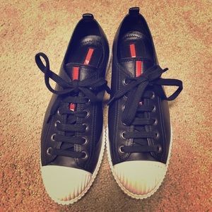 Reduced Prada soft leather lace-up sneakers size 6