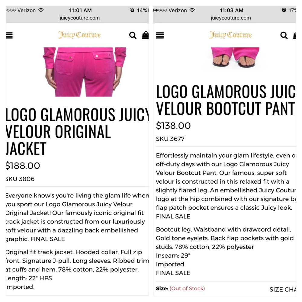 Juicy Couture Black Label Logo Glamor Velour SET M - Picture 7 of 8