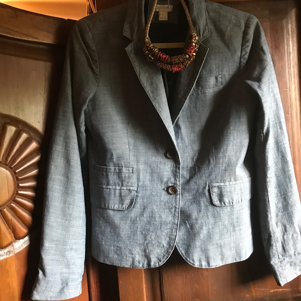 JCrew denim look blazer