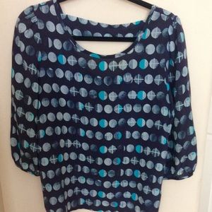 Anthropologie HD in Paris Navy Print Silk Blouse Anthropologie HD in Paris Navy Print Silk Blouse