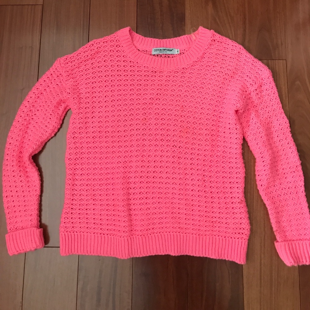 Cute bright pink Cotton Emporium sweater!