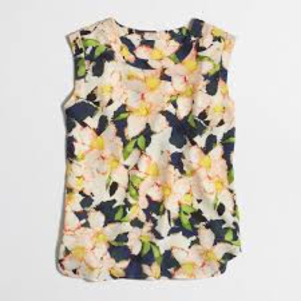 J. Crew floral sleeveless boxy top M