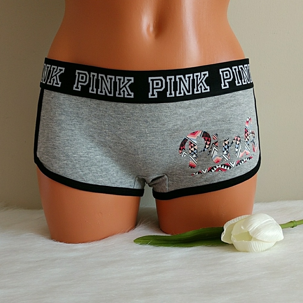 PINK VICTORIA'S SECRET LOGO BOYSHORT SIZE M.nwt - Picture 1 of 4