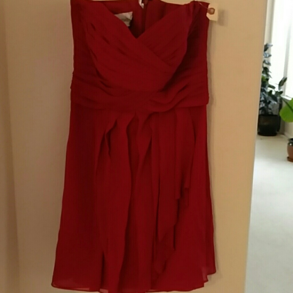 David's Bridal Crinkle Chiffon Dress Apple