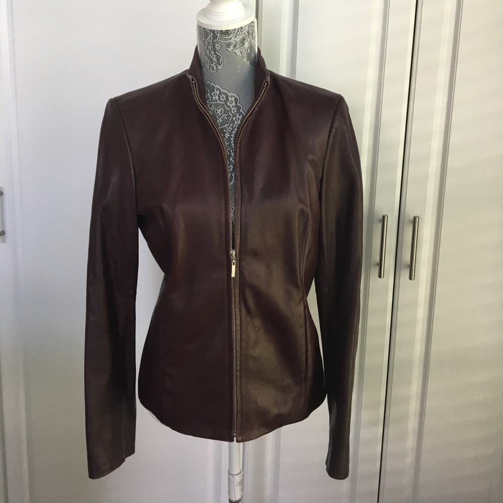 Merlot colored leather jacket sz 6