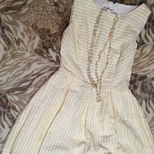 White and Yellow Seersucker Dress.