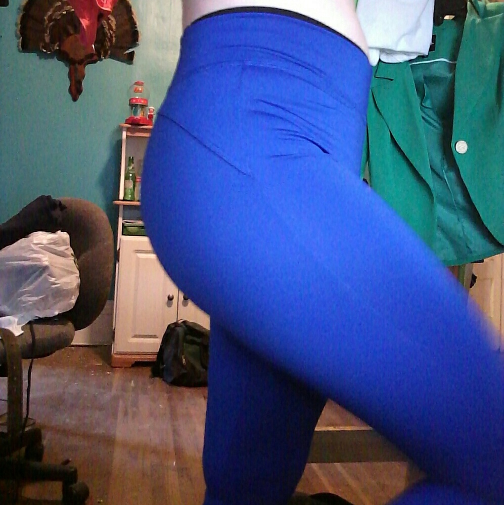 Blue "I Will Win" athletic pants