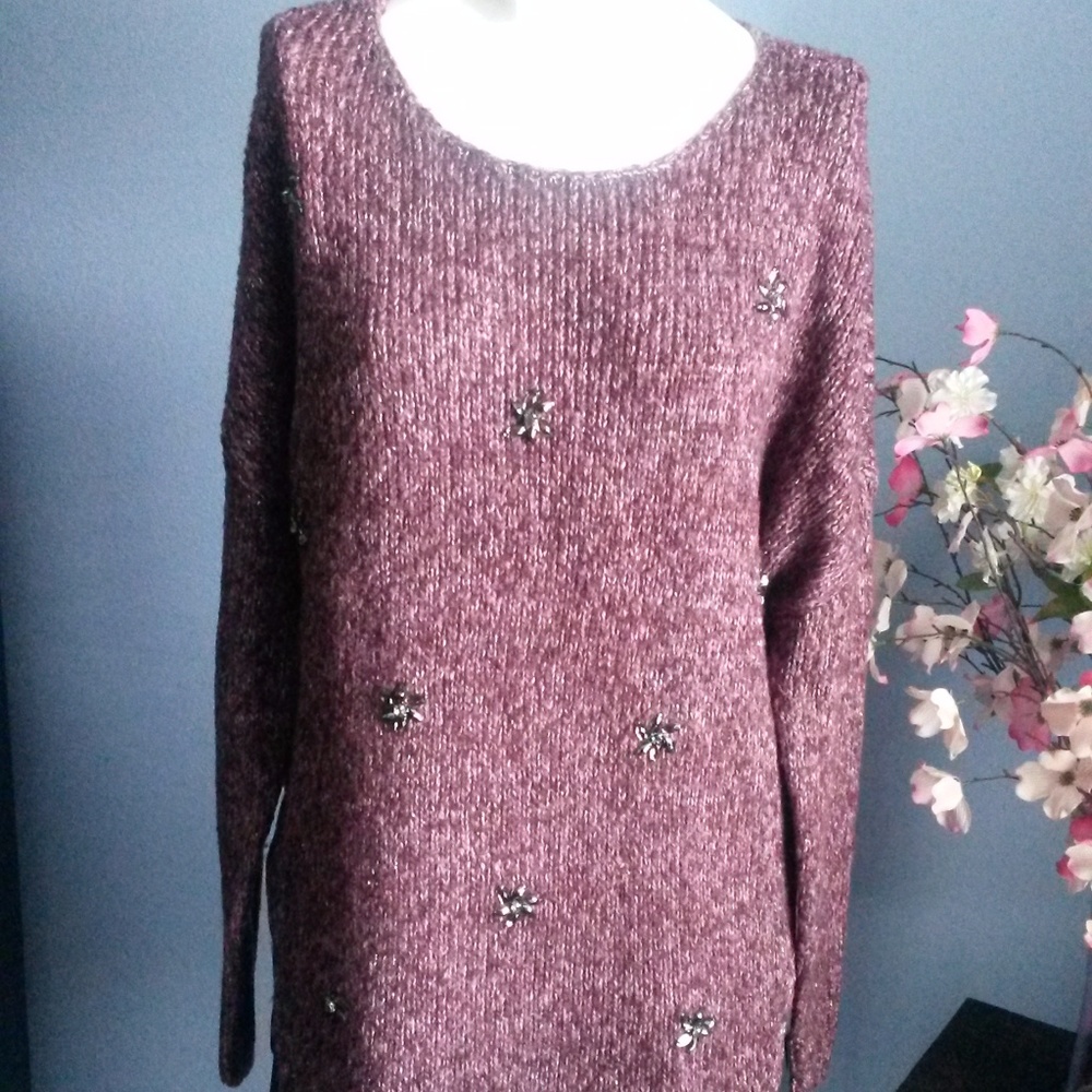 Jessica Simpson Embellished Burgundy sweater