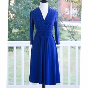 Blue Midi Dress with Wrap Sash Size 6
