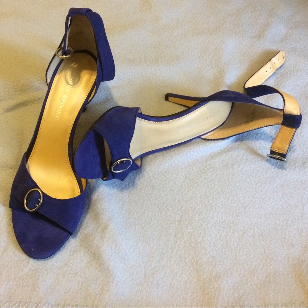 Blue ankle strap sandals